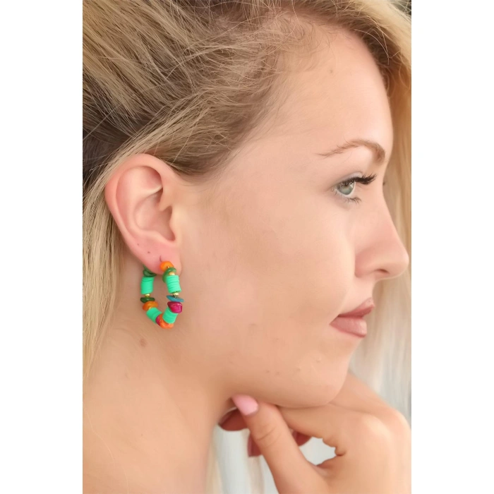 Yeşil Renk Taşlı Bayan Küpe - Lisinya