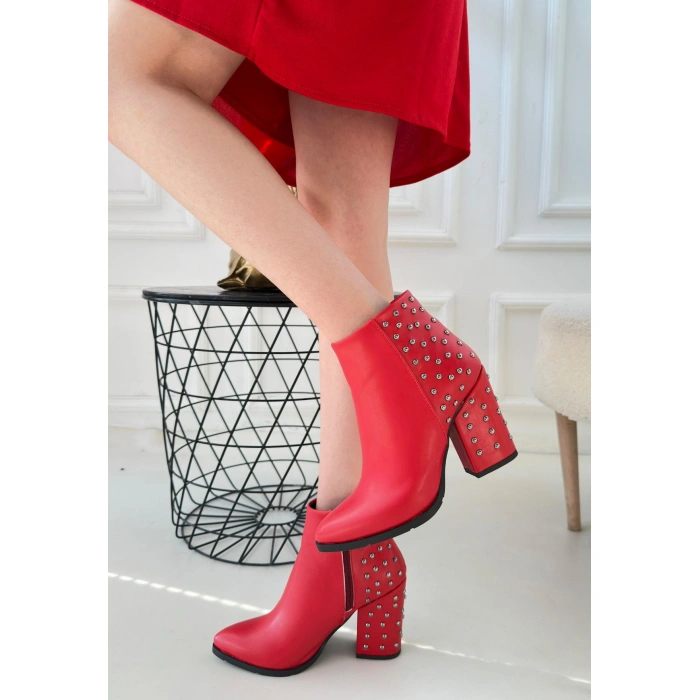 Yoont Kırmızı Cilt Topuklu Bot - Lisinya