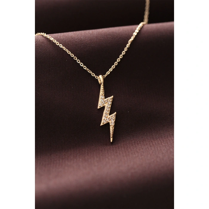 Zirkon Taşlı Şimşek Tasarımlı Kadın Kolye - Lisinya