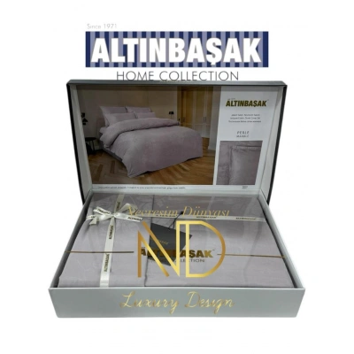 Jakarlı Saten Çift Kişilik Nev Takımı Perle Marble