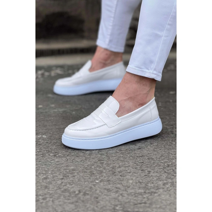 Beyaz Rugan Erkek Casual Ayakkabı