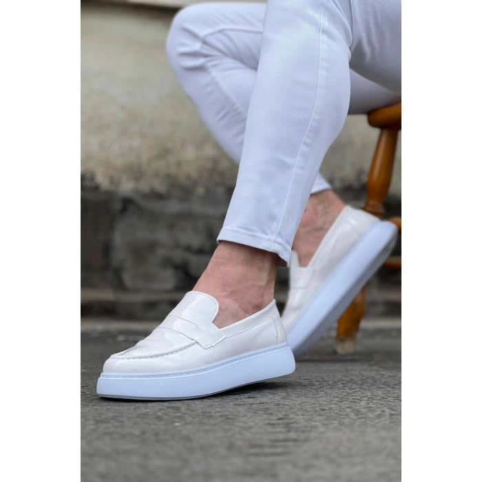 Beyaz Rugan Erkek Casual Ayakkabı