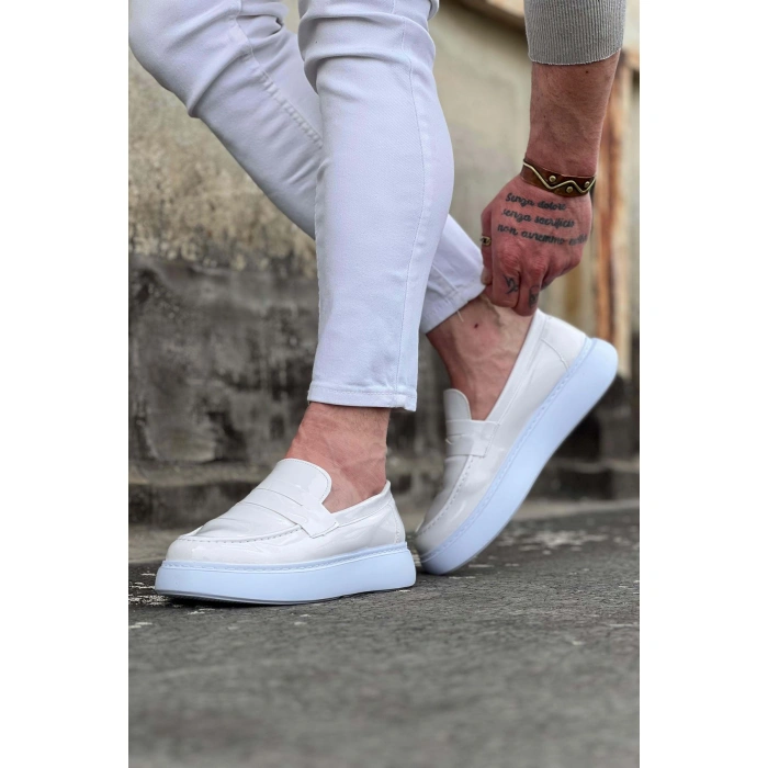 Beyaz Rugan Erkek Casual Ayakkabı