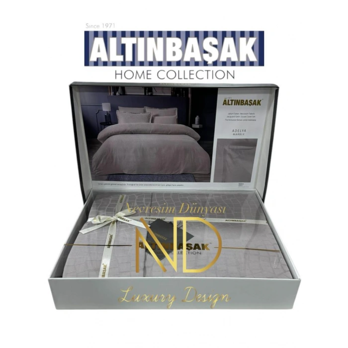 Jakarlı Saten Çift Kişilik Nev Takımı Adelya Marble