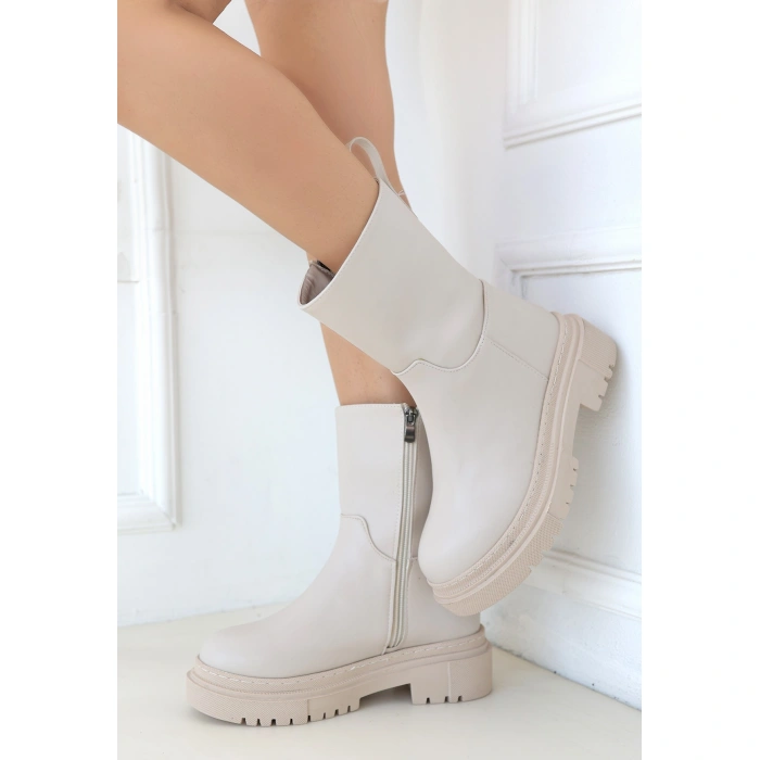 Liara Bej Cilt Topuklu Bot - Lisinya