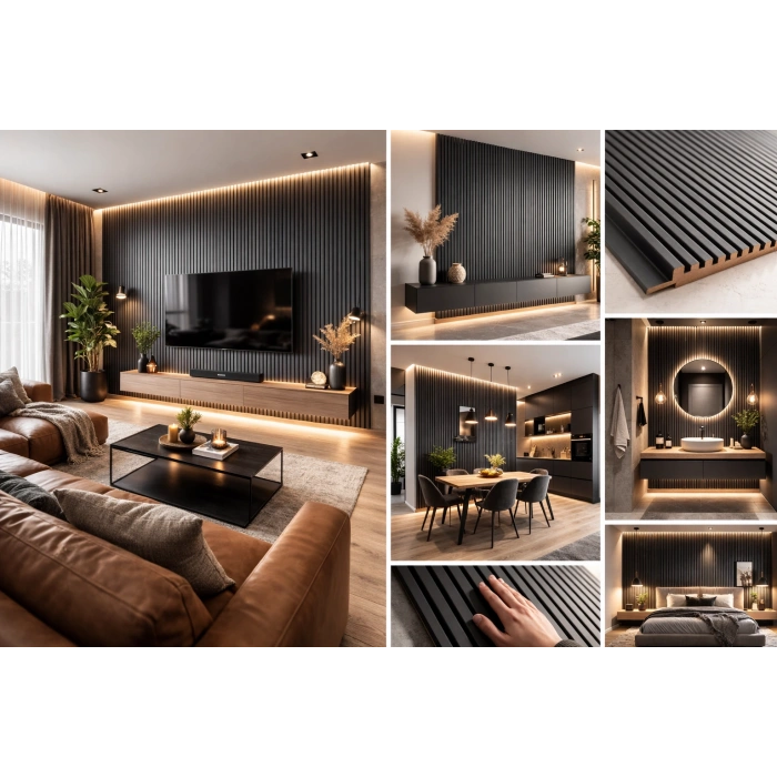 18121 Duvar Paneli Soft Touch Antrasit 18 Mm 12x280 Cm