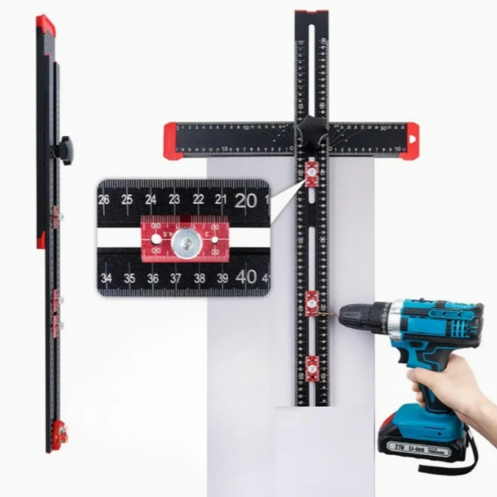 60 Cm T Cetveli Gönye Açılı Kulp ve Delik Delme Şablonu