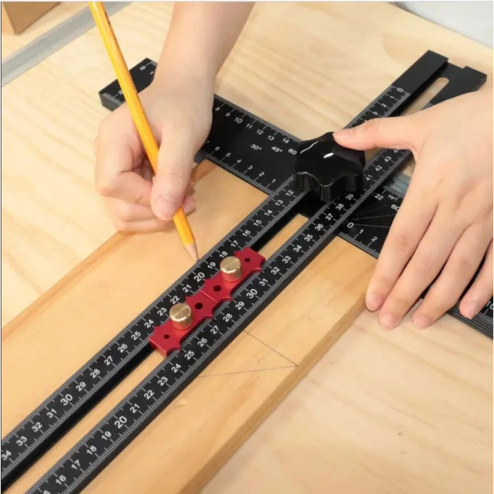 60 Cm T Cetveli Gönye Açılı Kulp ve Delik Delme Şablonu