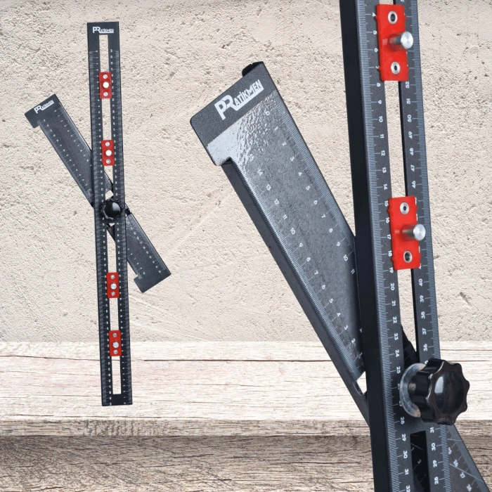 60 Cm T Cetveli Gönye Açılı Kulp ve Delik Delme Şablonu