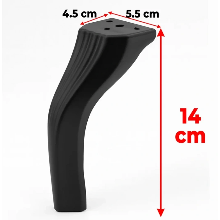 Kesit Ayak Metal Mobilya Ayağı Mat Siyah 14 Cm