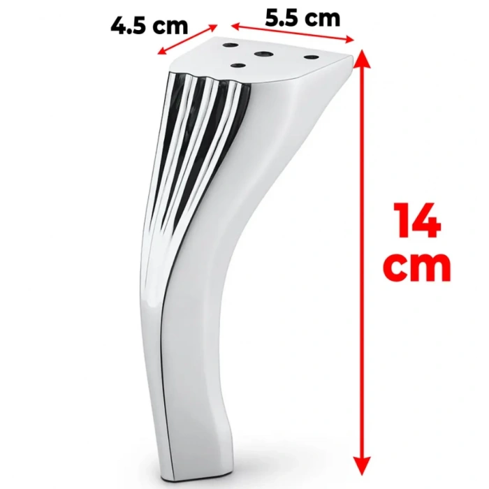 Kesit Ayak Metal Mobilya Ayağı Krom 14 Cm