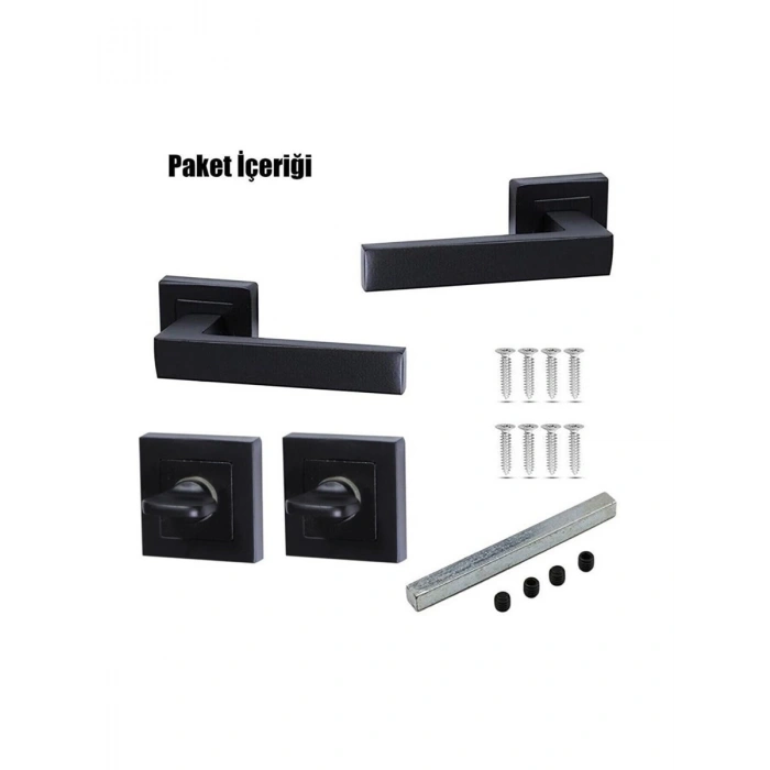 Avanti Kapı Kolu Mat Siyah Kare Rozetli Wc