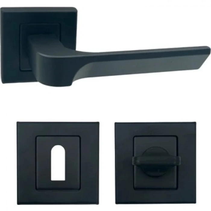 Dikmen Kapı Kolu Mat Siyah Kare Rozetli Wc