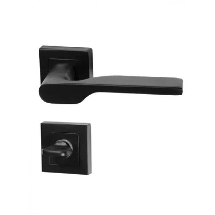 Firuze Kapı Kolu Mat Siyah Wc Kare Rozetli