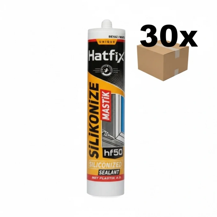 Hatfix Beyaz Silikoniz Mastik 450 Gr Koli Bazlı (30 Adet)
