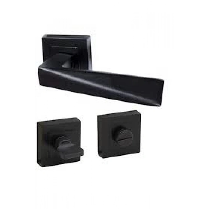 Prizma Kapı Kolu Mat Siyah Kare Rozetli Wc