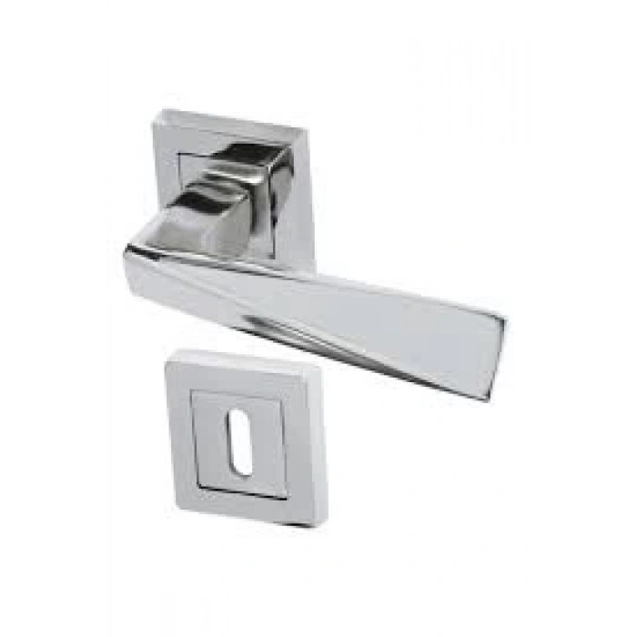 Prizma Kapı Kolu Nikel Saten Kare Rozetli Oda