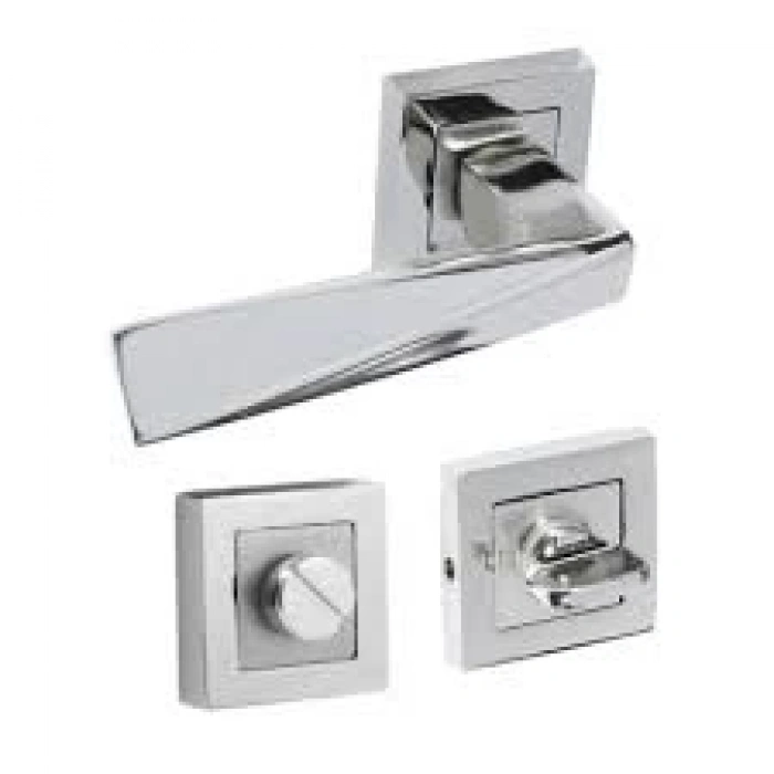 Prizma Kapı Kolu Nikel Saten Kare Rozetli Wc