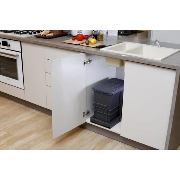 Pyramith Antrasit 12+12 Litre Teleskopik Raylı Çöp Kovası (P-9153)