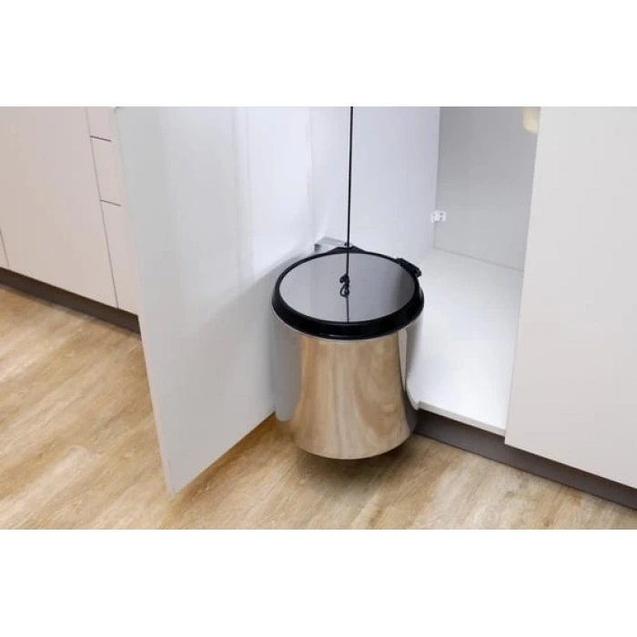 Pyramith Siyah 11 Litre Kapağa Monte Paslanmaz Çöp Kovası (P-9151-S)