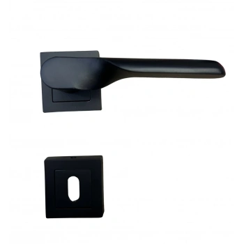 Trend Kare Rozetli Mat Siyah Kapı Kolu Oda