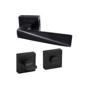 Prizma Kapı Kolu Mat Siyah Kare Rozetli Wc