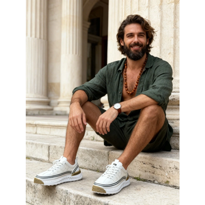 Marcomen 19075 Hakiki Deri Beyaz Erkek Spor & Günlük Ayakkabı
