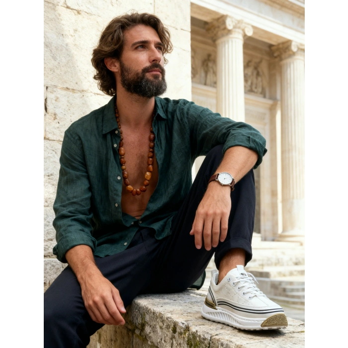 Marcomen 19075 Hakiki Deri Beyaz Erkek Spor & Günlük Ayakkabı