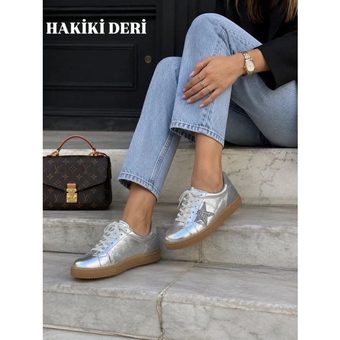 FLOOR PARİS GÜMÜŞ DERİ SNEAKER