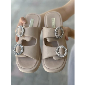 086 Fashion Krem Tokalı Terlik