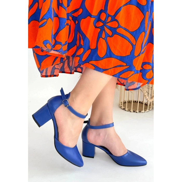 Mulen Mavi Cilt Topuklu Ayakkabı