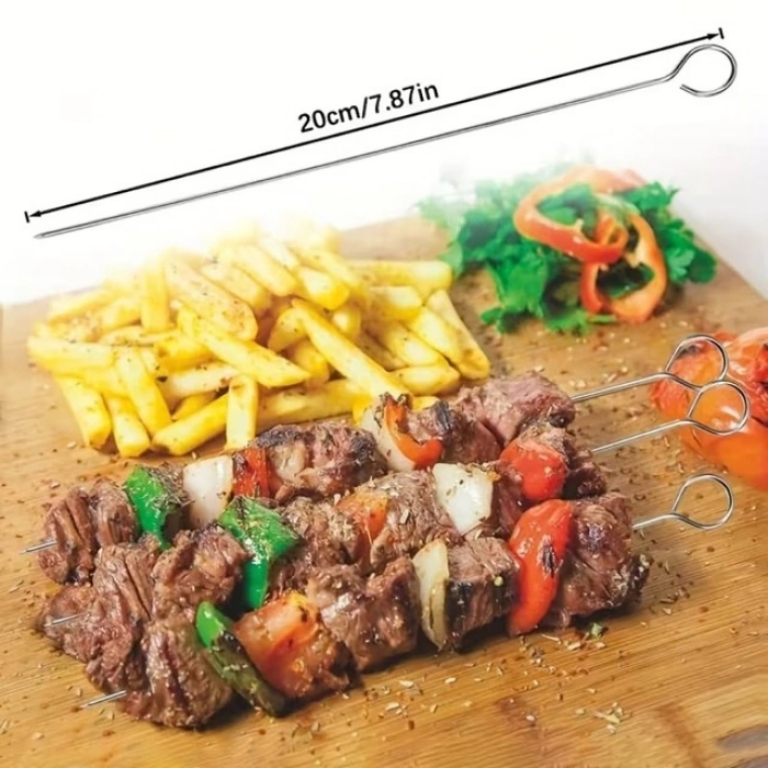 10lu Paslanmaz Çelik Şiş Seti (20 cm) - Airfryer & Mangal