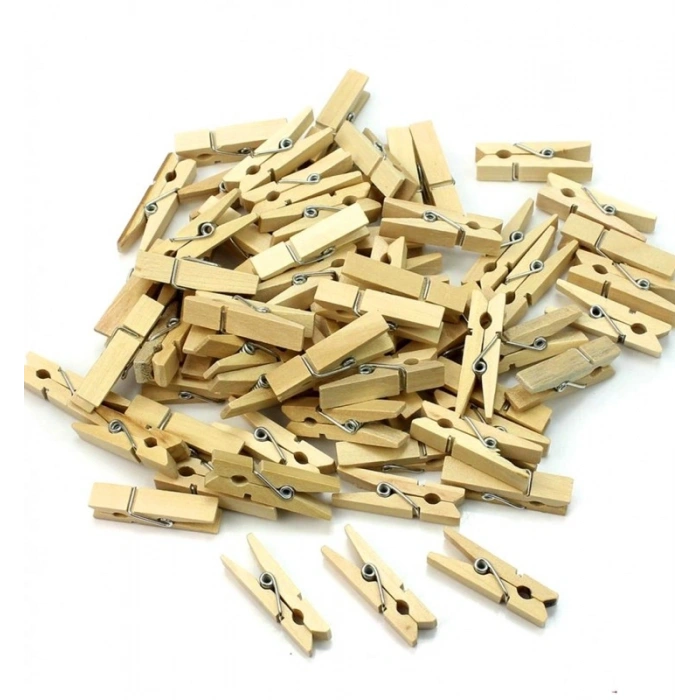 100lü Ahşap Mandal 2.5cm (10lu Paket-1000 Adet)