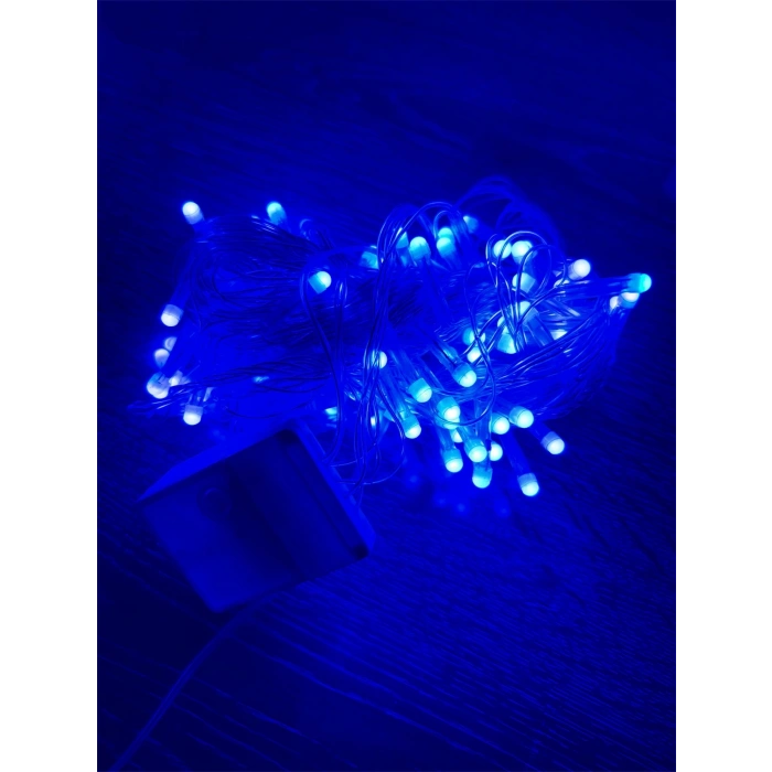 10m 100 Led Damla Uçlu Mavi Işık Şeffaf Kablo Mz-17-6