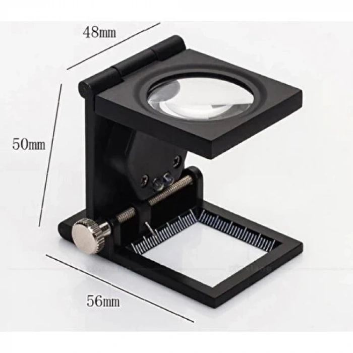 28x28 Mm Katlanır Sayaçlı Metal Lüp, 2 Led Işıklı Büyüteç Tekstil Th9005a