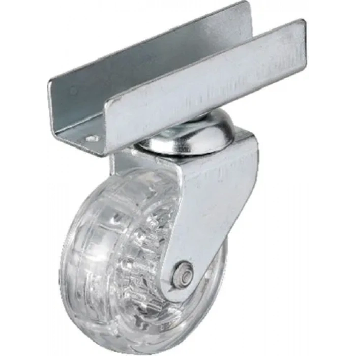 327 - 50x20 Mm Şeffaf Makaralı Uzun U Tablalı Teker 4 Adet