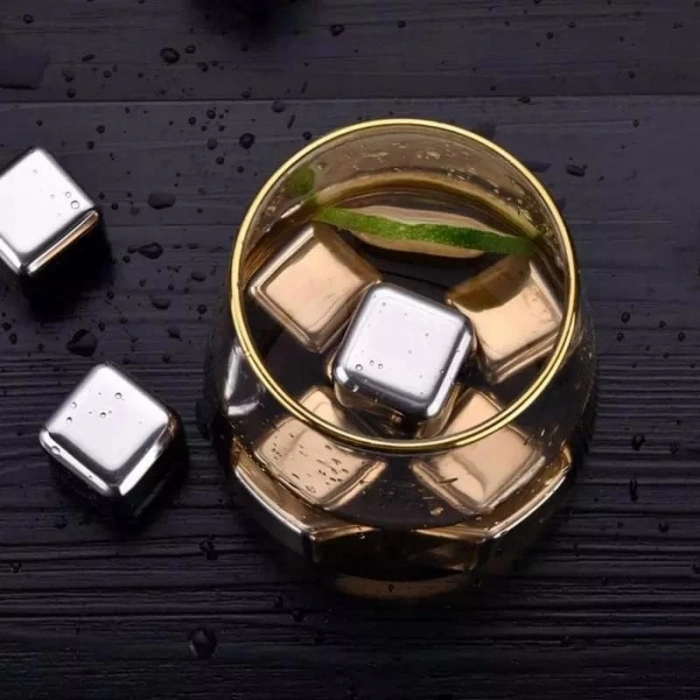 6lı Çelik Metal Kaplama Viski Taşı Soğutma Buz Küpü
