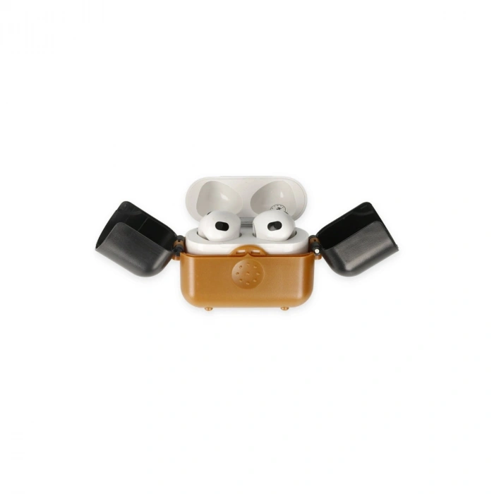 Apple Airpods 3 (3.nesil) Basmalı Kılıf - Kahverengi-siyah