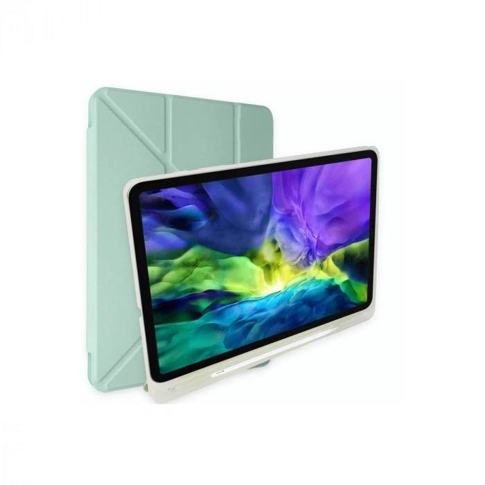 Apple İpad 10.2 (8.nesil) Kılıf Kalemlikli Mars Tablet Kılıfı - Açık Yeşil
