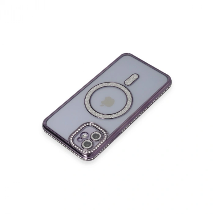 Apple İphone 11 Kılıf Joke Simli Magneticsafe Kılıf - Derin Mor