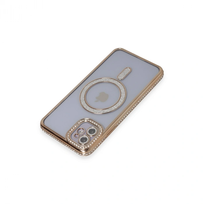 Apple İphone 11 Kılıf Joke Simli Magneticsafe Kılıf - Gold