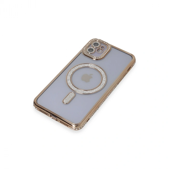 Apple İphone 11 Kılıf Joke Simli Magneticsafe Kılıf - Gold