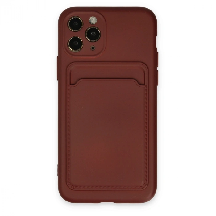Apple İphone 11 Pro Kılıf Kelvin Kartvizitli Silikon - Bordo