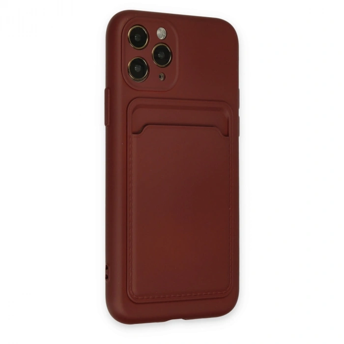 Apple İphone 11 Pro Kılıf Kelvin Kartvizitli Silikon - Bordo