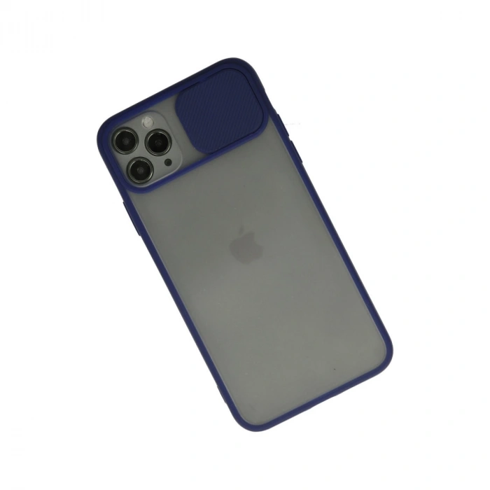 Apple İphone 11 Pro Kılıf Palm Buzlu Kamera Sürgülü Silikon - Lacivert