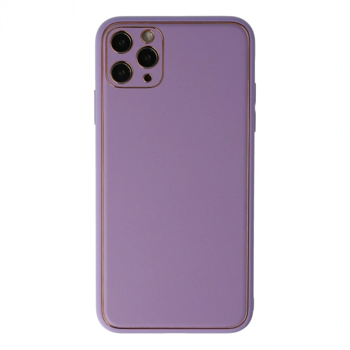 Apple İphone 11 Pro Max Kılıf Coco Deri Silikon Kapak - Lila