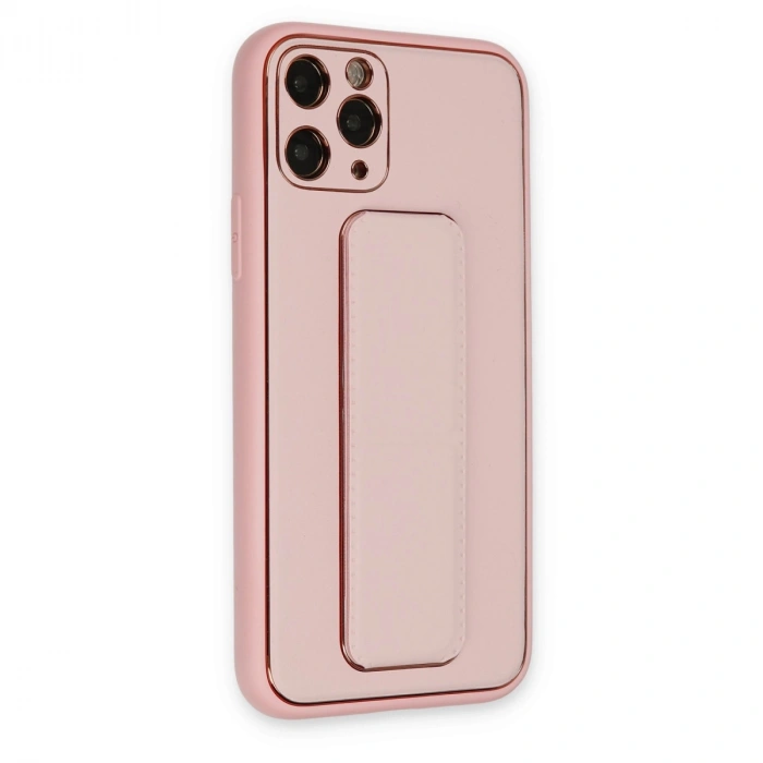 Apple İphone 11 Pro Max Kılıf Coco Deri Standlı Kapak - Pembe