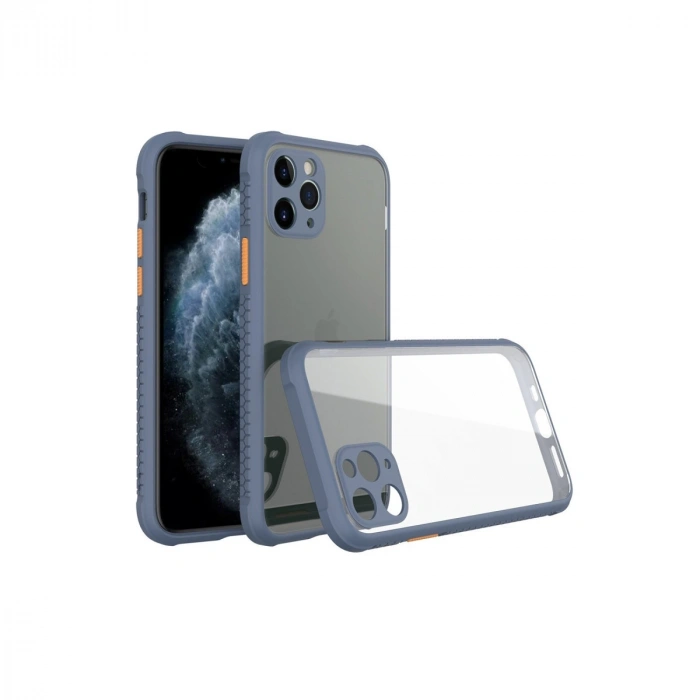 Apple İphone 11 Pro Max Kılıf Miami Şeffaf Silikon - Gri
