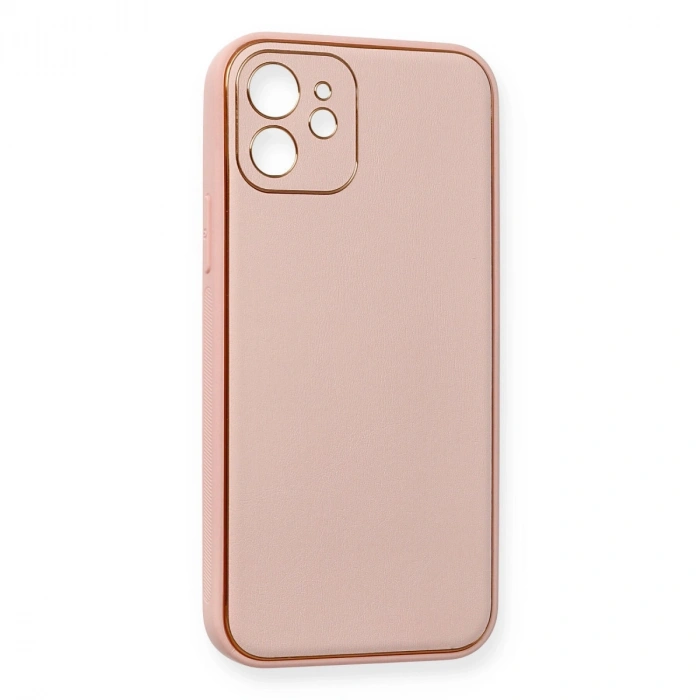 Apple İphone 12 Kılıf Coco Deri Silikon Kapak - Pembe