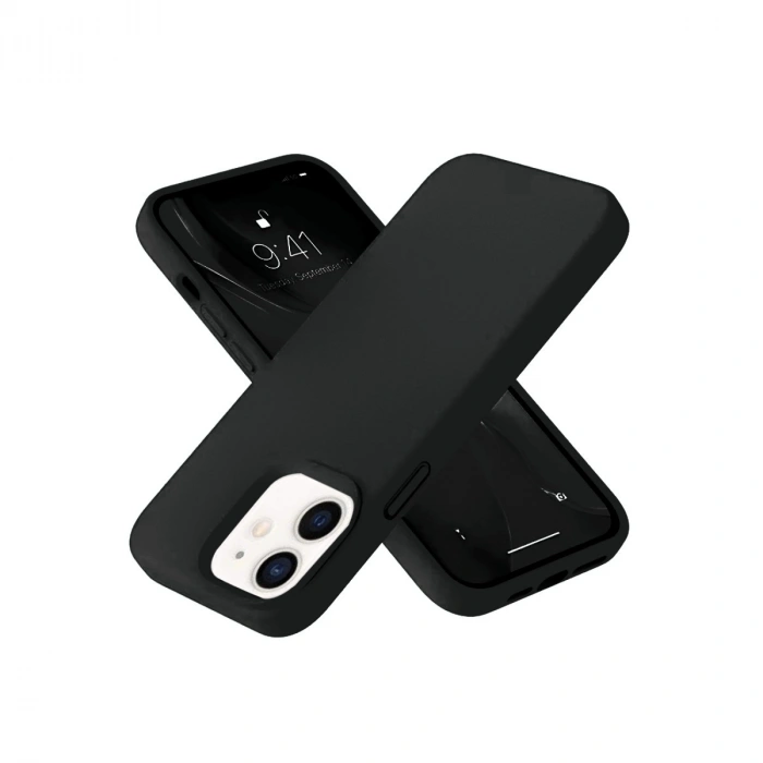 Apple İphone 12 Kılıf Nano İçi Kadife Silikon- Siyah